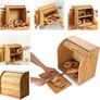 2-Layer Bamboo Bread Bin, Roll-Top Bread Box with Removable Layer, Self Assembly Image 4