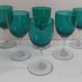 Amazing Set of Six Antique Hand-Blown Bristol Green Sherry Glasses, Stunning Teal Green Bowls with Clear Stems, circa 1890, Capacity 80mls Image 2