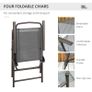 6 Piece Patio Dining Set with Umbrella, 4 Folding Dining Chairs & Round Tempered Glass Table for Garden, Backyard and Poolside, Grey Image 5