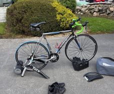 Road bike , trainer,and shoes