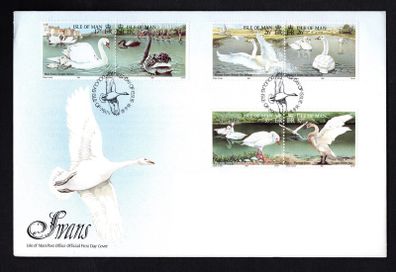 1991 Isle of Man Swans Commemorative Stamps Addressed First Day Cover (FDC)