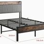 Double Bed Frames with Storage Headboard,Heavy Duty Metal Upholstered Platform Bed Frame Double Bed,Mattress Foundation Image 2