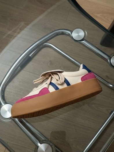 Streetstyle Platform Sneakers Pink & Cream Leather 38EU