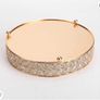 Like new Gold Mirrored Crystal Vanity Tray for Dressers- Round Decorative Serving Tray for Perfume, Jewelry and Makeup Image 4