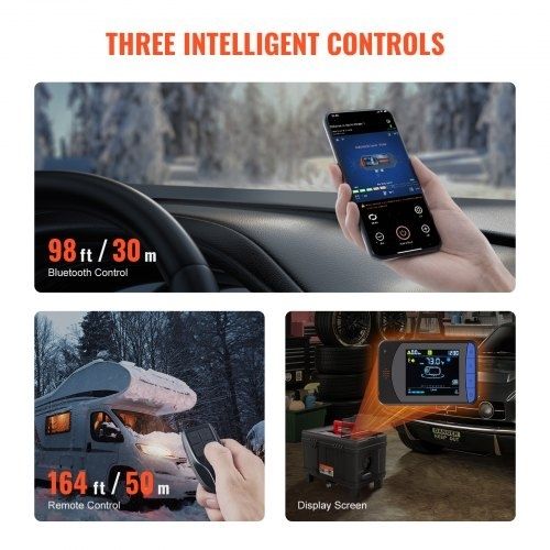 5-8KW Diesel Heater, 12V/24V All in One Diesel Air Heater, with Bluetooth APP Control, Remote Control and Display Screen, CO Alarm, Fast Heating Portable Diesel Heater for Vehicles and Garage