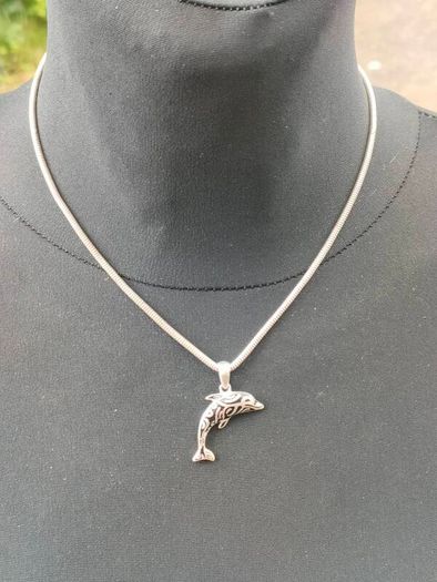 Heavy Sterling Silver Dolphin pendant set