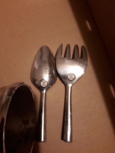 Steel herb pot fork and trowel