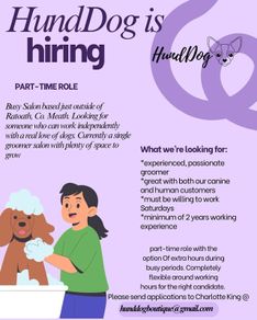 Part-time dog grooming position with full-time available from December