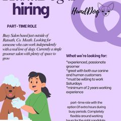 Part-time dog grooming position with full-time available from December