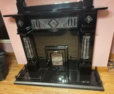 Black Marble Fireplace & Overmantel Mirror