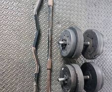 Gym weights and barbells
