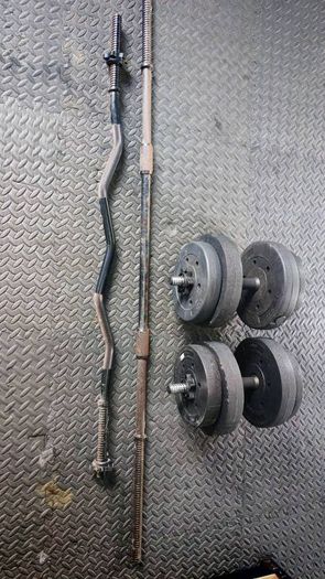 Gym weights and barbells