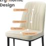 Dining Chairs Set of 2 Off-White Upholstered High Back Kitchen chair with Non-Slip Metal Legs, Easy to Clean Home Chairs for Dining Room Living Room Bedroom Kitchen Lounge Image 5