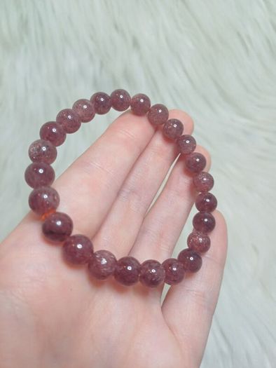 beaded strawberry quartz bracelet high grade