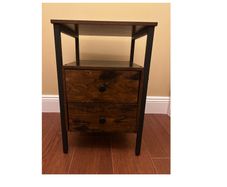Bedside Table with 2 Wooden Drawers, Nightstand
