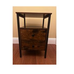 Bedside Table with 2 Wooden Drawers, Nightstand
