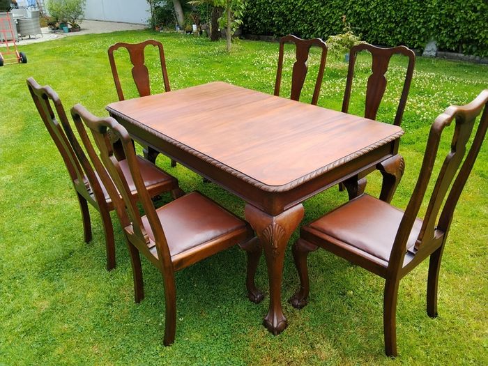 Mid century Solid Mahogany Dining Table and Chairs.