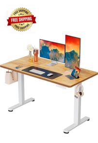 Electric Standing Desk Height Adjustable 120 x 60cm, Sit Stand Desk with 4 Memory Smart Pannel for Home Office with Splice Board