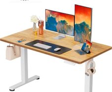 Electric Standing Desk Height Adjustable 120 x 60cm, Sit Stand Desk with 4 Memory Smart Pannel for Home Office with Splice Board