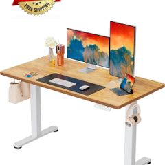 Electric Standing Desk Height Adjustable 120 x 60cm, Sit Stand Desk with 4 Memory Smart Pannel for Home Office with Splice Board