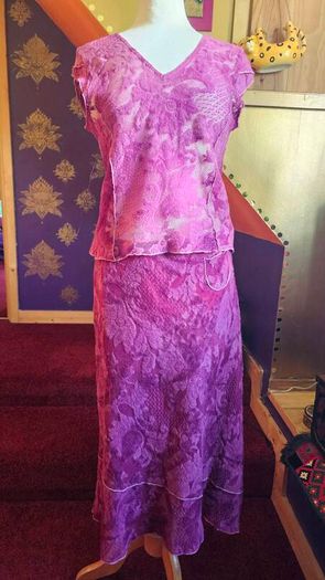 Avoca Raspberry pink purple skirt and top wool set