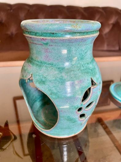 Vintage Michael Kennedy Sligo Handmade Oil Burner Turquoise Burren Blue