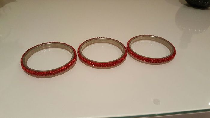 Three Chica red bangles