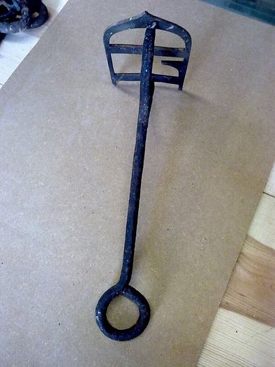 Large Irish blacksmith made branding iron with brass letters LD