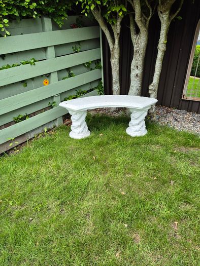 Cast stone curved garden bench x 2