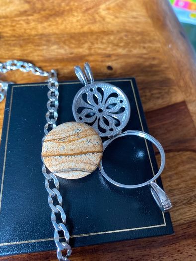 silver solid pendant and heavy chain