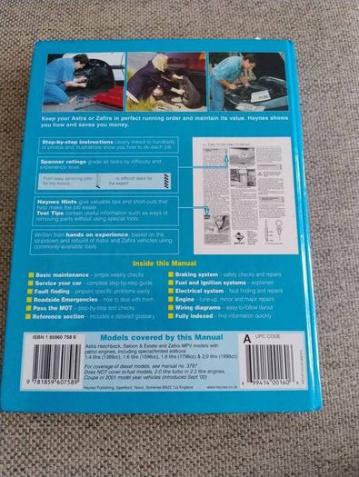 Haynes Vauxhall Opel Astra and Zafira service and repair manual hardback FREE STANDARD POSTAGE INCLUDED
