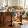 Bar Stools Set of 2 Modern Swivel Barstools, Adjustable Counter Height Bar Chairs Faux Leather Upholstered Counter Stools with Hollow Back for Kitchen Island, Greyish Green Image 5