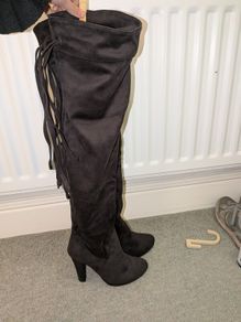 Over the Knee Heeled Boots with LaceUp Detail. Size 37