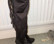 Over the Knee Heeled Boots with LaceUp Detail. Size 37