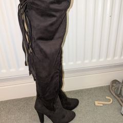 Over the Knee Heeled Boots with LaceUp Detail. Size 37