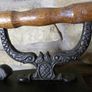 Antique Heavy Solid Coal Charcoal Ironing Iron With Rooster Catch Image 3