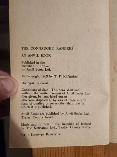 The Connaught Rangers. By T.p. Kilfeather. 1969 Rare Out Of Print First Edition Paperback In Good Condition. See Photos For Same.