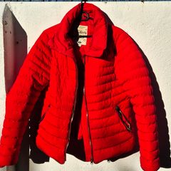 Tokyo Laundry Red Waterproof Puffer Jacket - Gold Zips - UK 12