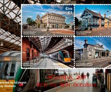 2017 Ireland Stampa Public Souvenir on Irish Railway Stations (Heuston, Clarke, Kent & Bagnelstown) Miniature Sheet Overprinted for Stampa Mint Never Hinged (MNH)