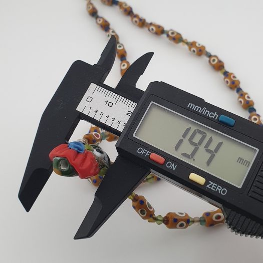 Vintage Venetain Style delicate Dotted Glass Beads & Old Face Glass Pendant Necklace