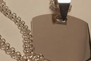 Sterling Silver Solid Dog Tag and Chain