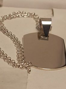 Sterling Silver Solid Dog Tag and Chain