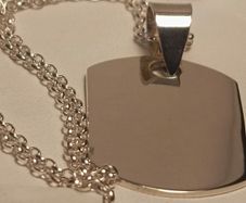 Sterling Silver Solid Dog Tag and Chain