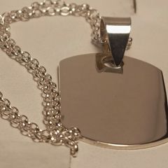 Sterling Silver Solid Dog Tag and Chain