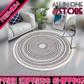 Round Rug Bohemian 4FT/120cm Circle Area Rug Cotton Rug Washable Round Rug Geometric Pattern Printed Hand Woven Carpet with Tassels Floor Mat for Kitchen Living Room Laundry Playroom (FREE SHIPPING)