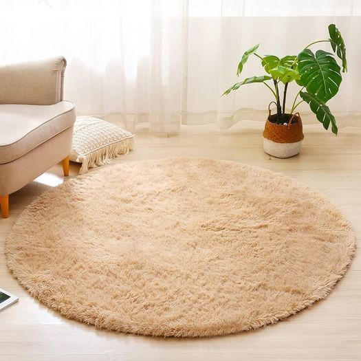 Round Rugs for Bedrooms Fluffy Living Room Circle Area Rug Soft Shaggy Carpet for Kids Room Floor Mat (Grey, 80cm)