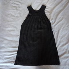 Black sparkly pleated top, size 8