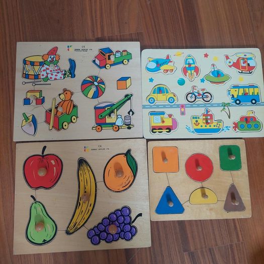 Set of 4 wooden peg puzzles