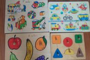 Set of 4 wooden peg puzzles