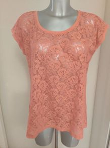 T.R.E.N.D O.N.E Young orange lace top size L UK16 EU44 Postage included